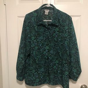 Bon Worth Long Sleeve Paisley Button Down Blouse